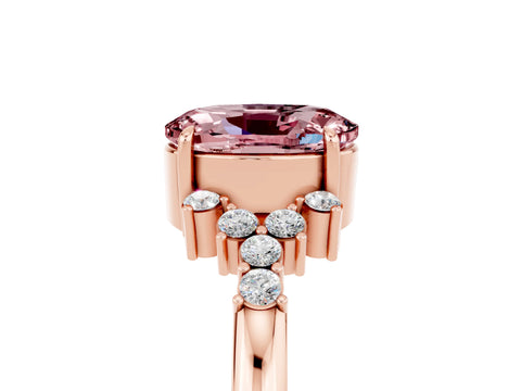 Rose gold Oval Cut Morganite Ring with Side Stones and Four-Prong Setting_77