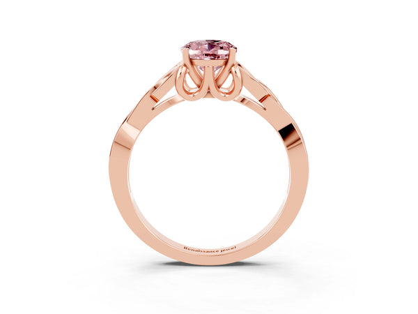Rose gold Oval Cut Morganite Solitaire Celtic Knot Ring with Four-Prong Setting