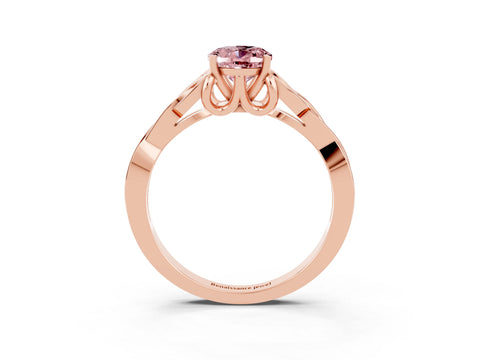 Rose gold Oval Cut Morganite Solitaire Celtic Knot Ring with Four-Prong Setting_15