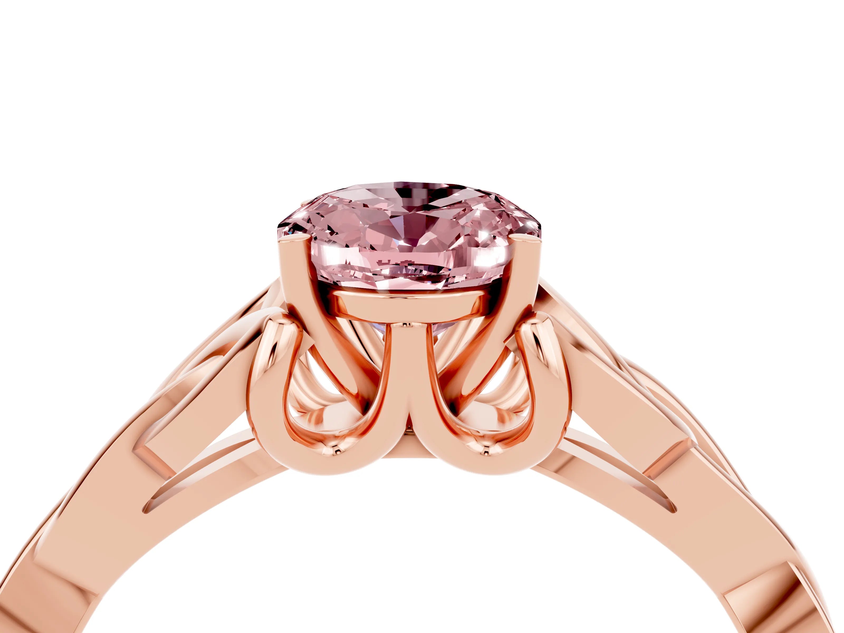 Rose gold Oval Cut Morganite Solitaire Celtic Knot Ring with Four-Prong Setting_16
