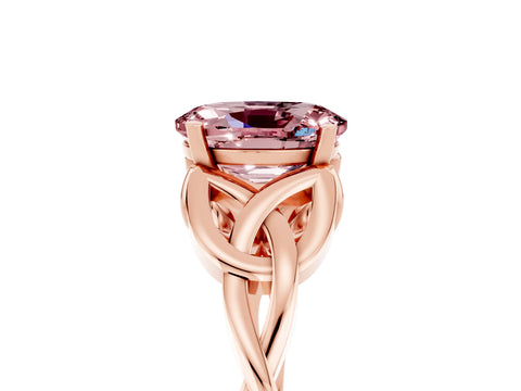 Rose gold Oval Cut Morganite Solitaire Celtic Knot Ring with Four-Prong Setting_17