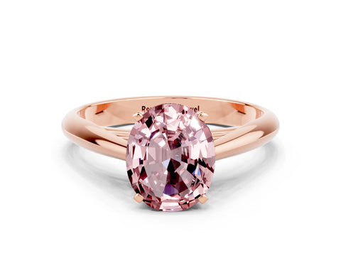 Rose gold Oval Cut Morganite Solitaire Engagement Ring with Cathedral Setting and Four-Prong Mount_12