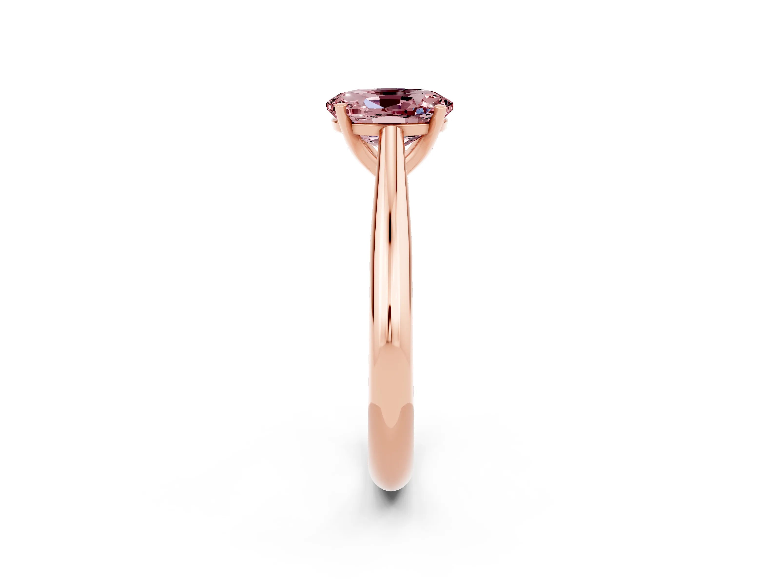 Rose gold Oval Cut Morganite Solitaire Engagement Ring with Cathedral Setting and Four-Prong Mount_14
