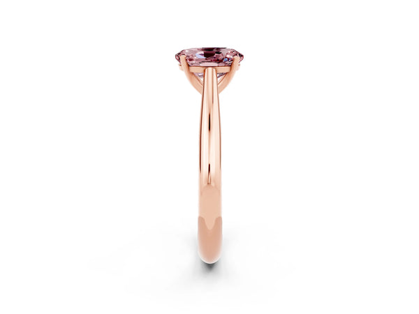 Rose gold Oval Cut Morganite Solitaire Engagement Ring with Cathedral Setting and Four-Prong Mount
