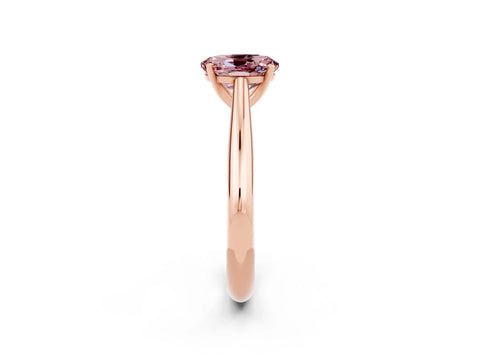 Rose gold Oval Cut Morganite Solitaire Engagement Ring with Cathedral Setting and Four-Prong Mount_14