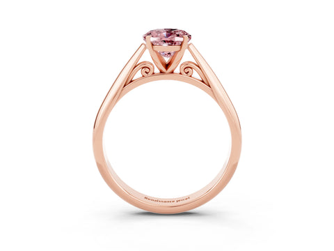 Rose gold Oval Cut Morganite Solitaire Engagement Ring with Cathedral Setting and Four-Prong Mount_15