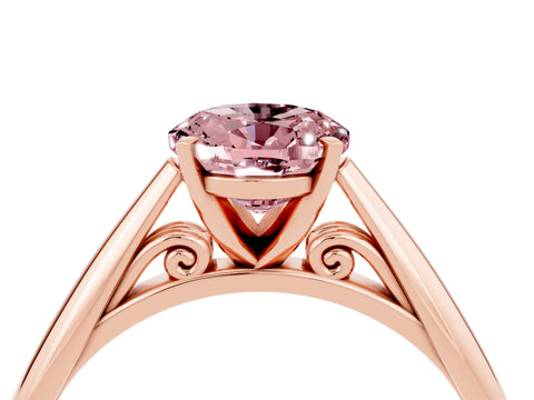 Rose gold Oval Cut Morganite Solitaire Engagement Ring with Cathedral Setting and Four-Prong Mount_16