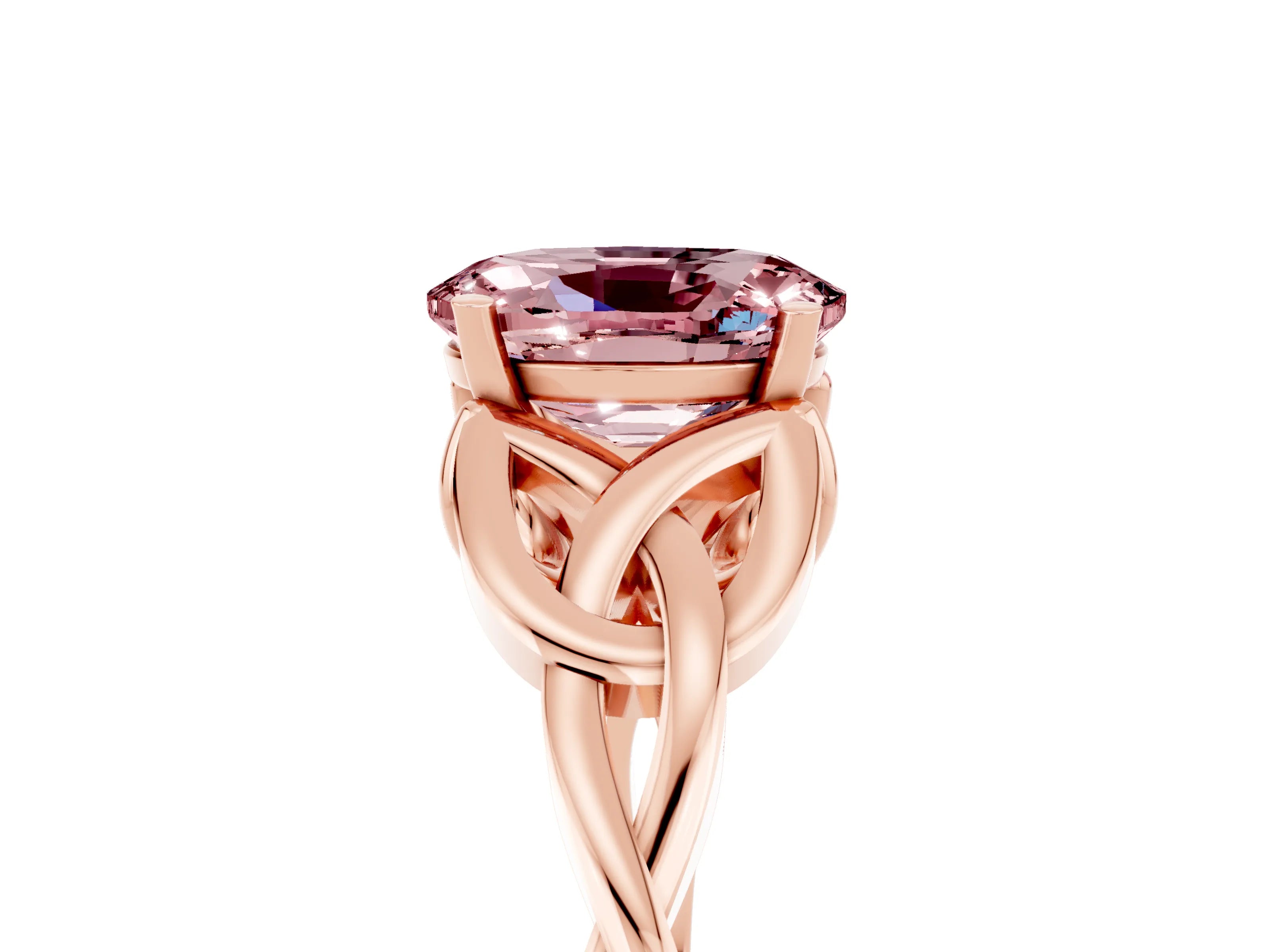 Rose gold Oval Cut Morganite Solitaire Engagement Ring with Celtic Knot Band and Four-Prong Setting_5