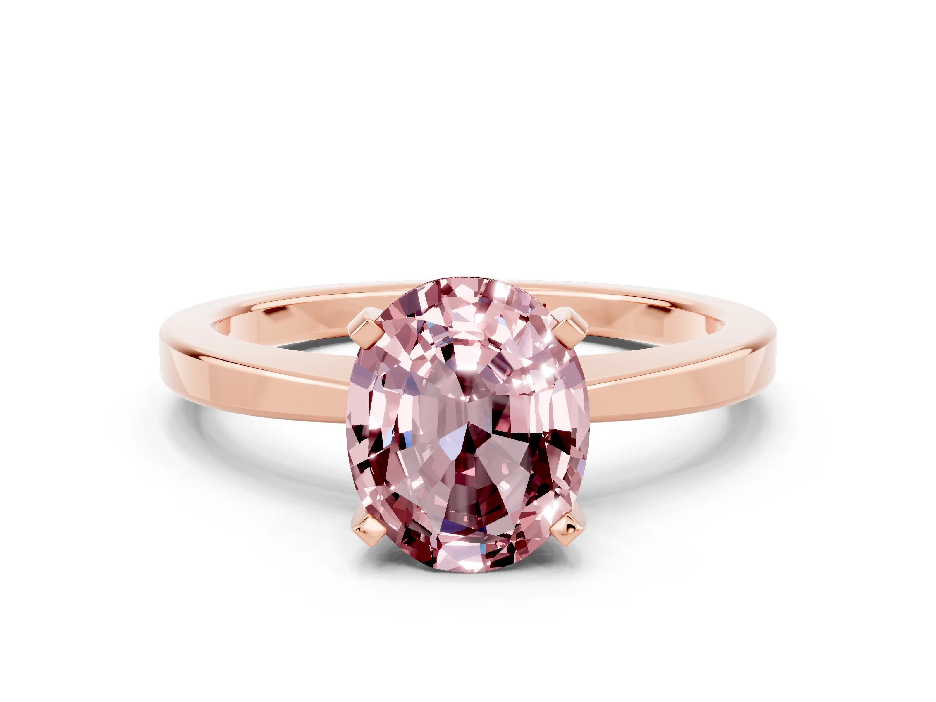 Rose gold Oval Cut Morganite Solitaire Engagement Ring with Classic Band and Four-Prong Setting_24