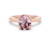 Rose gold Oval Cut Morganite Solitaire Engagement Ring with Classic Band and Four-Prong Setting_24