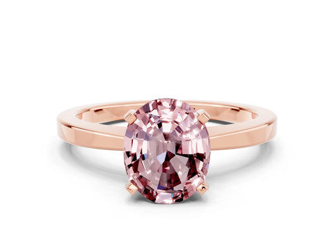 Rose gold Oval Cut Morganite Solitaire Engagement Ring with Classic Band and Four-Prong Setting_24