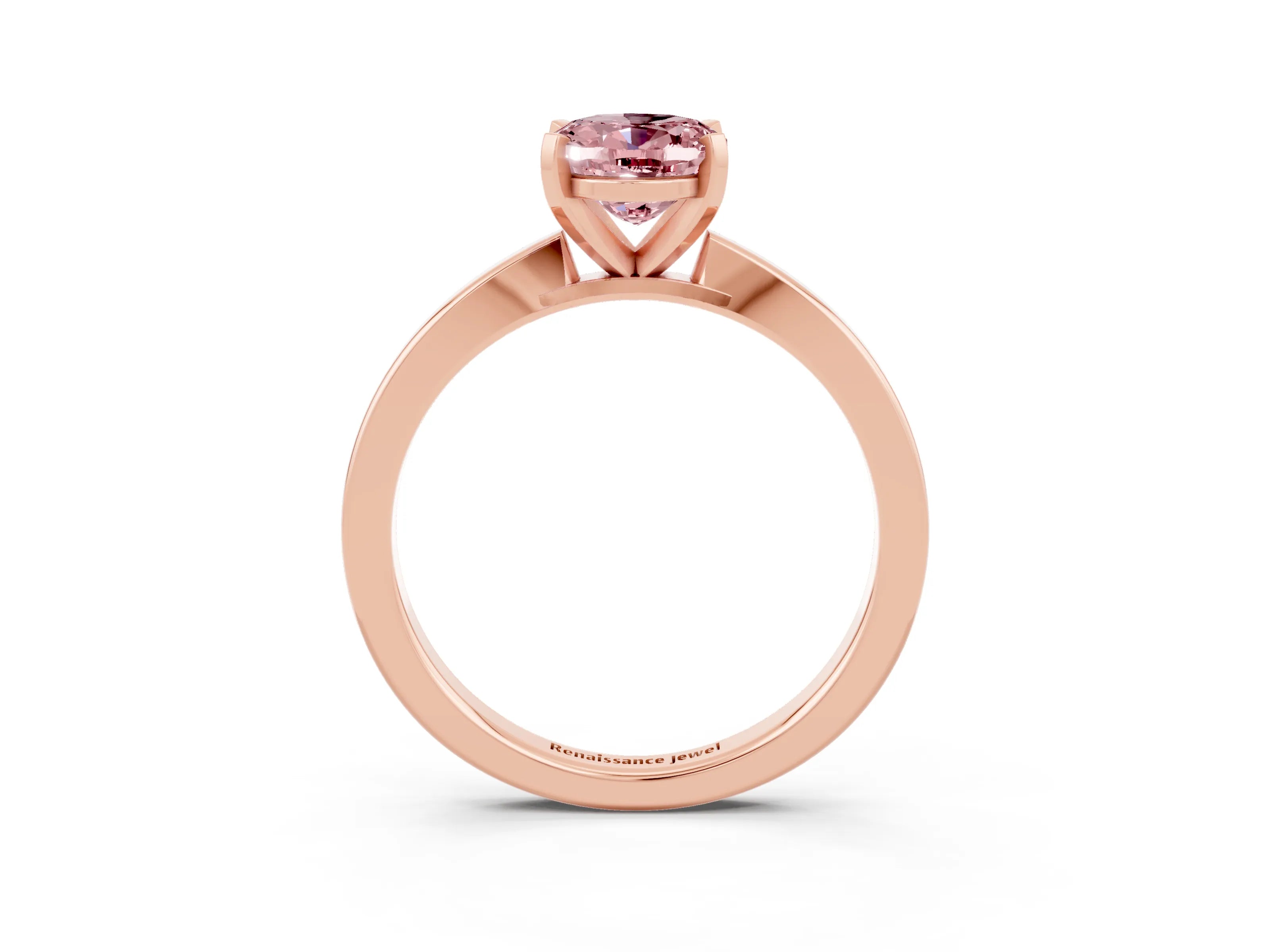 Rose gold Oval Cut Morganite Solitaire Engagement Ring with Classic Band and Four-Prong Setting_27