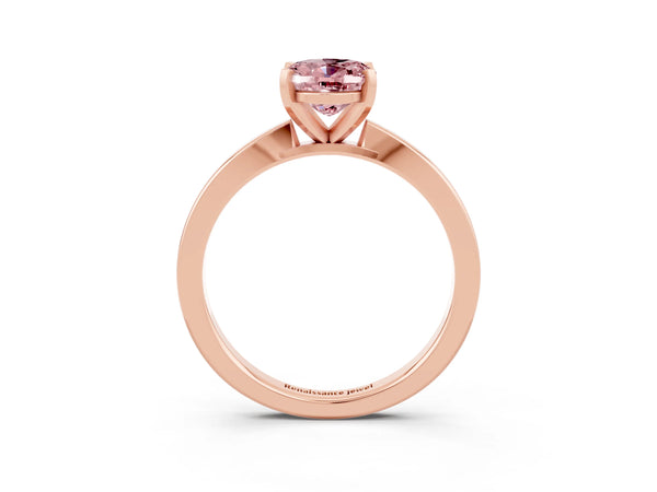 Rose gold Oval Cut Morganite Solitaire Engagement Ring with Classic Band and Four-Prong Setting