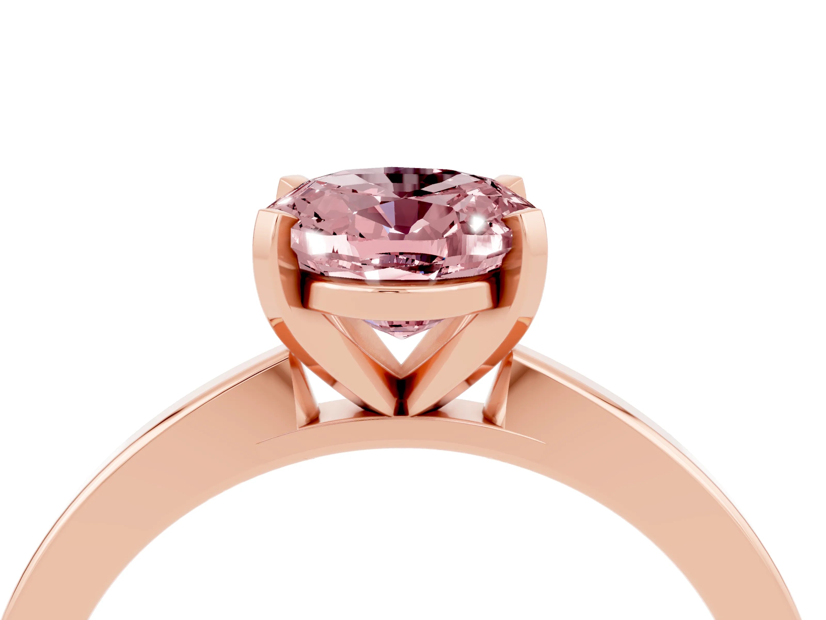 Rose gold Oval Cut Morganite Solitaire Engagement Ring with Classic Band and Four-Prong Setting_28