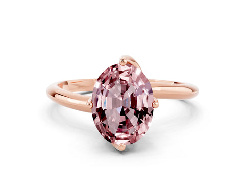 Rose gold Oval Cut Morganite Solitaire Engagement Ring with Four-Prong Setting and Classic Band_12