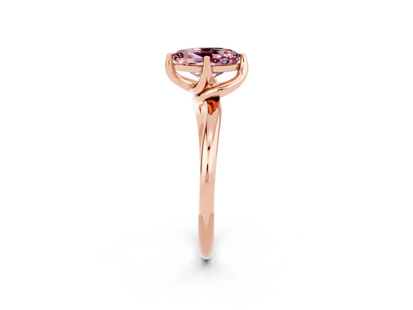 Rose gold Oval Cut Morganite Solitaire Engagement Ring with Four-Prong Setting and Classic Band