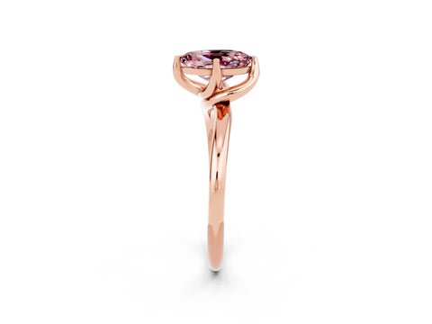 Rose gold Oval Cut Morganite Solitaire Engagement Ring with Four-Prong Setting and Classic Band_14