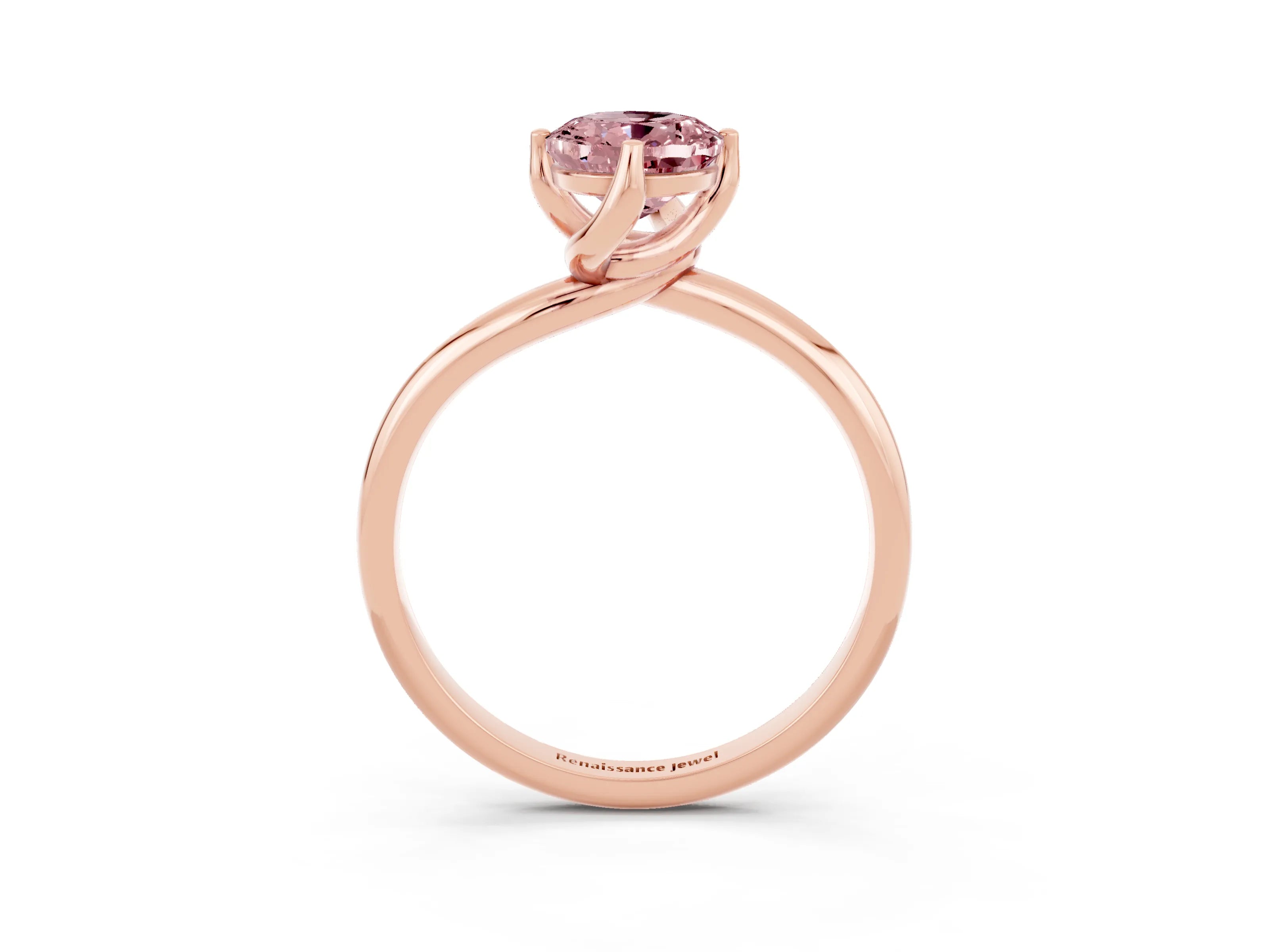 Rose gold Oval Cut Morganite Solitaire Engagement Ring with Four-Prong Setting and Classic Band_15