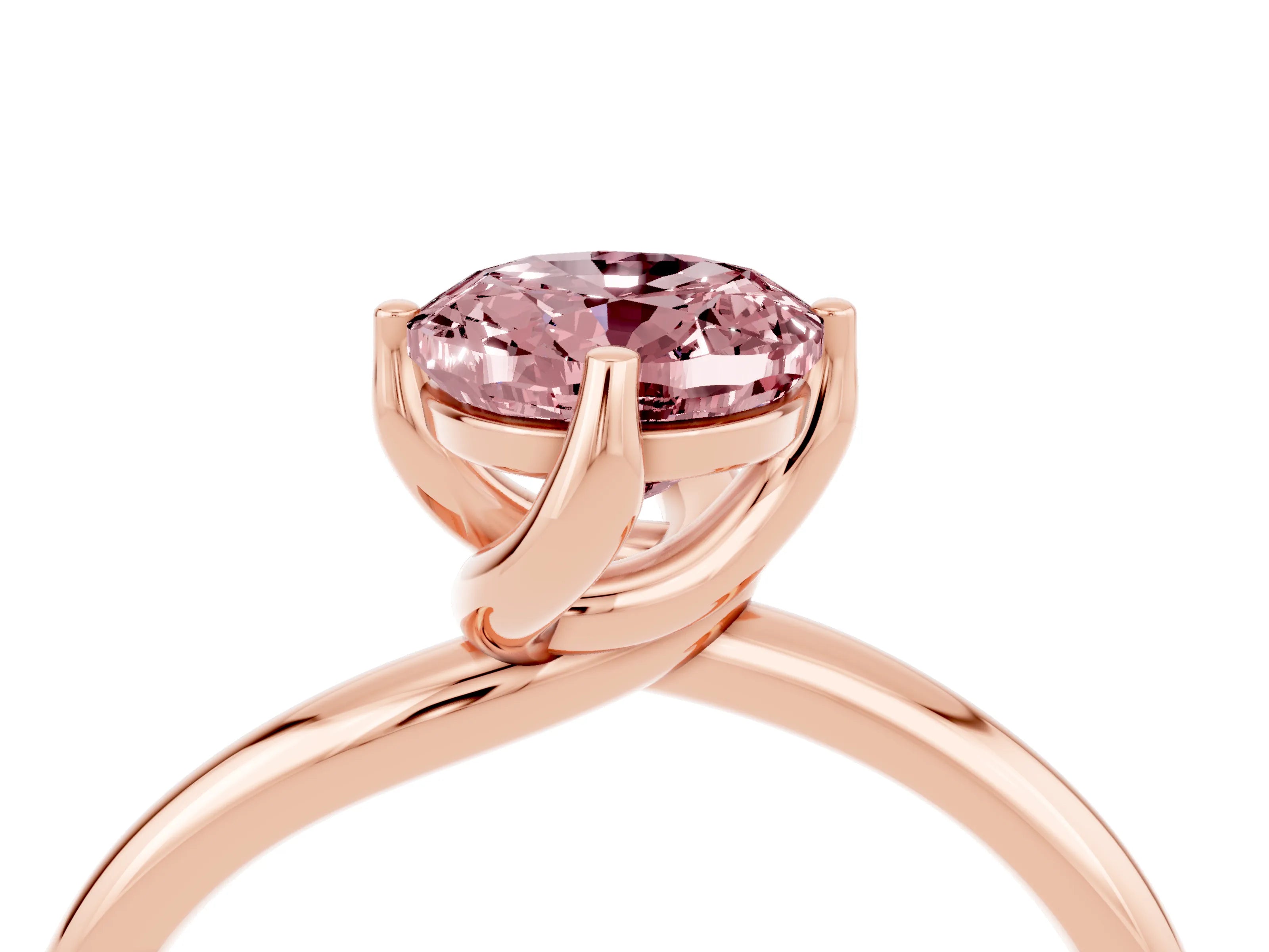 Rose gold Oval Cut Morganite Solitaire Engagement Ring with Four-Prong Setting and Classic Band_16