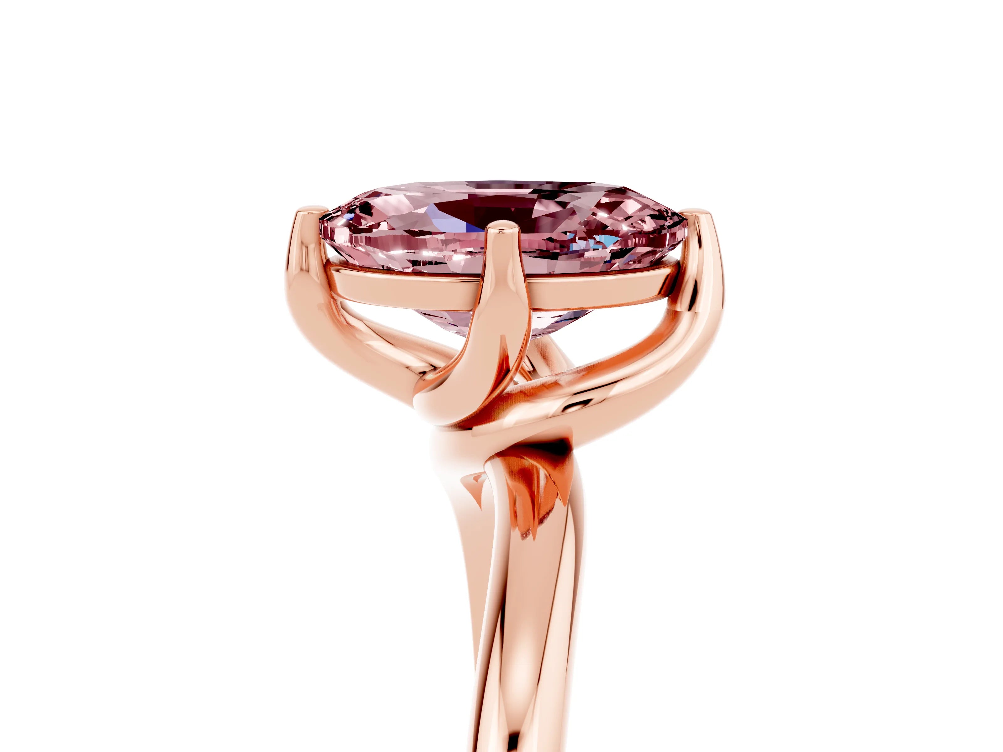 Rose gold Oval Cut Morganite Solitaire Engagement Ring with Four-Prong Setting and Classic Band_17