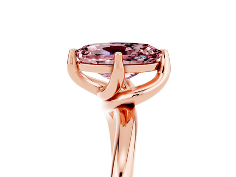 Rose gold Oval Cut Morganite Solitaire Engagement Ring with Four-Prong Setting and Classic Band_17