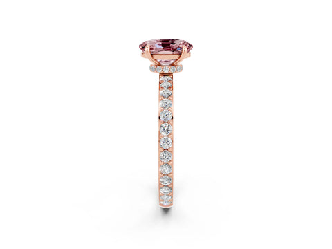 Rose gold Oval Cut Morganite Solitaire Engagement Ring with Pavé Band and Four-Prong Setting_25