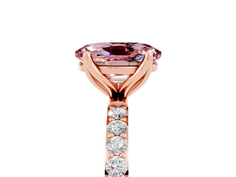 Rose gold Oval Cut Morganite Solitaire Engagement Ring with Pavé Band and Prong Setting_5