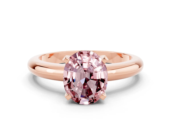 Rose gold Oval Cut Morganite Solitaire Engagement Ring with Round Band and Four-Prong Setting