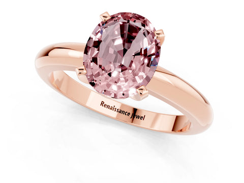 Rose gold Oval Cut Morganite Solitaire Engagement Ring with Round Band and Four-Prong Setting_1