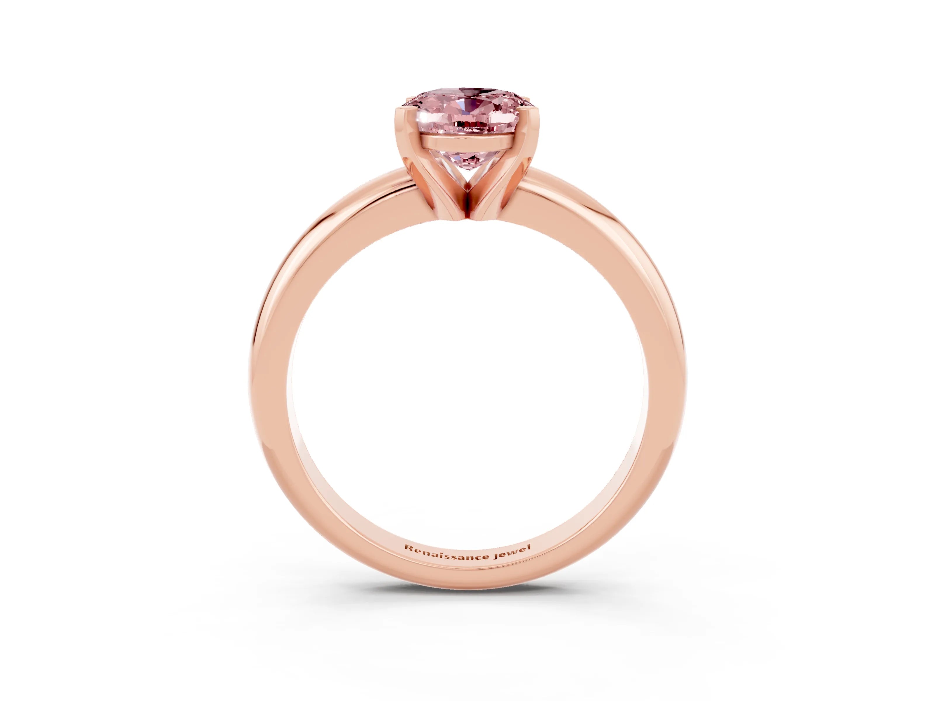 Rose gold Oval Cut Morganite Solitaire Engagement Ring with Round Band and Four-Prong Setting_3