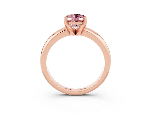 Rose gold Oval Cut Morganite Solitaire Engagement Ring with Round Band and Four-Prong Setting