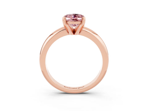 Rose gold Oval Cut Morganite Solitaire Engagement Ring with Round Band and Four-Prong Setting_3