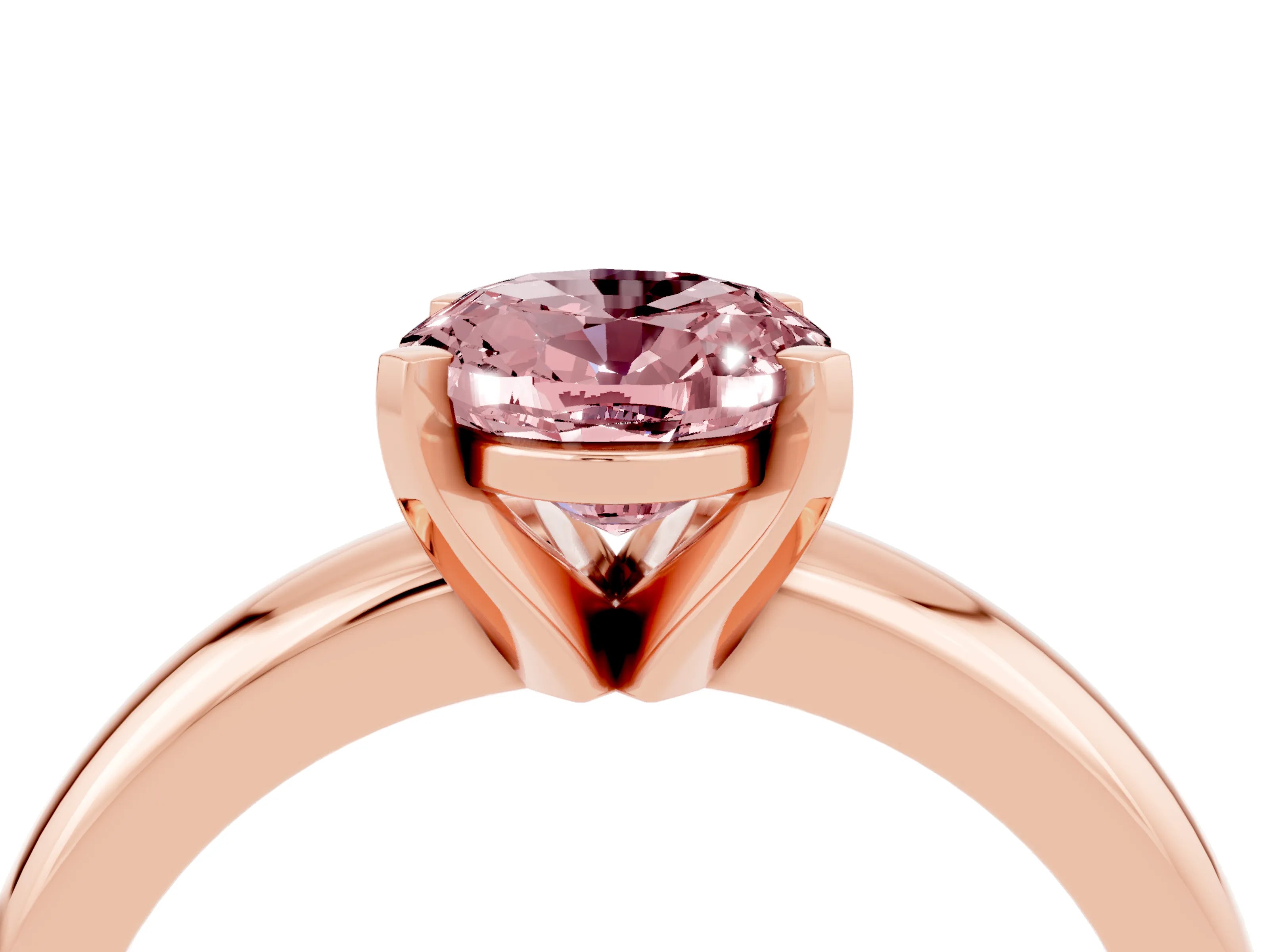 Rose gold Oval Cut Morganite Solitaire Engagement Ring with Round Band and Four-Prong Setting_4