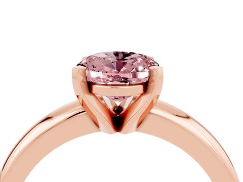 Rose gold Oval Cut Morganite Solitaire Engagement Ring with Round Band and Four-Prong Setting_4