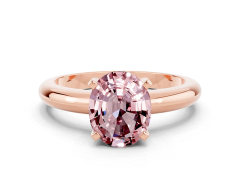 Rose gold Oval Cut Morganite Solitaire Engagement Ring with Round Band and Four-Prong Setting