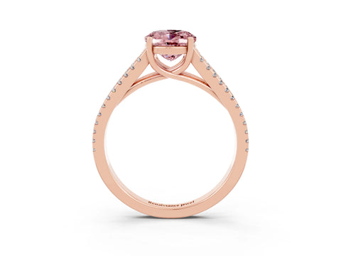 Rose gold Oval Cut Morganite Solitaire Engagement Ring with Split Shank Pavé Band_3