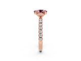 Rose gold Oval Cut Morganite Solitaire Pavé Band with Four-Prong Setting_2