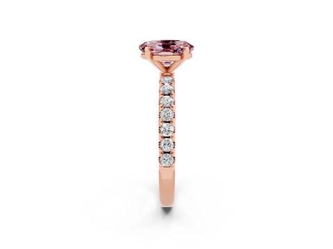 Rose gold Oval Cut Morganite Solitaire Pavé Band with Four-Prong Setting_2
