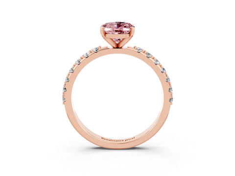 Rose gold Oval Cut Morganite Solitaire Pavé Band with Four-Prong Setting_3