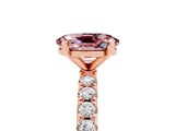 Rose gold Oval Cut Morganite Solitaire Pavé Band with Four-Prong Setting_5