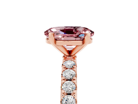 Rose gold Oval Cut Morganite Solitaire Pavé Band with Four-Prong Setting_5