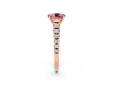 Rose gold Oval Cut Morganite Solitaire Ring with Cathedral Setting and Pavé Band_2
