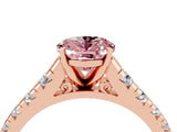 Rose gold Oval Cut Morganite Solitaire Ring with Cathedral Setting and Pavé Band_4