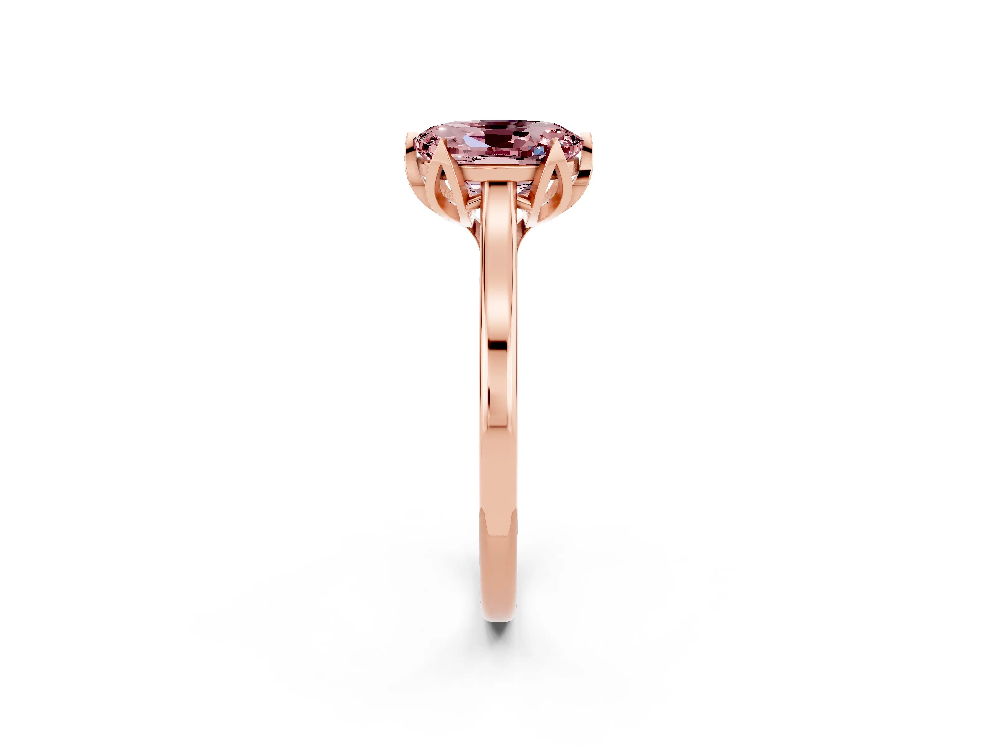 Rose gold Oval Cut Morganite Solitaire Ring with Flower Prong Setting and Classic Band_14