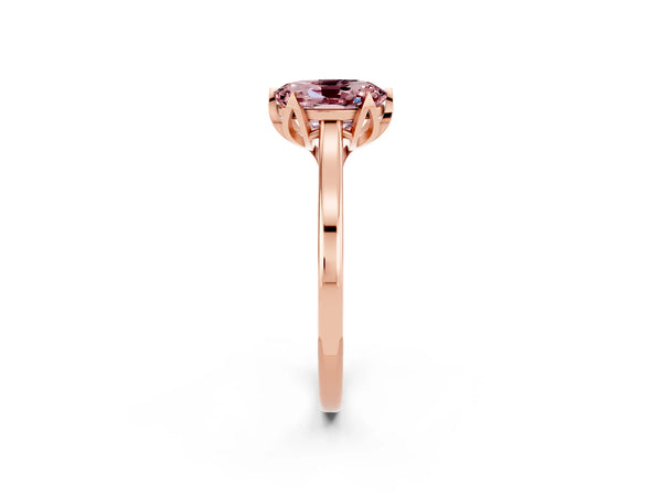 Rose gold Oval Cut Morganite Solitaire Ring with Flower Prong Setting and Classic Band