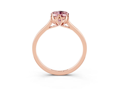 Rose gold Oval Cut Morganite Solitaire Ring with Flower Prong Setting and Classic Band_15