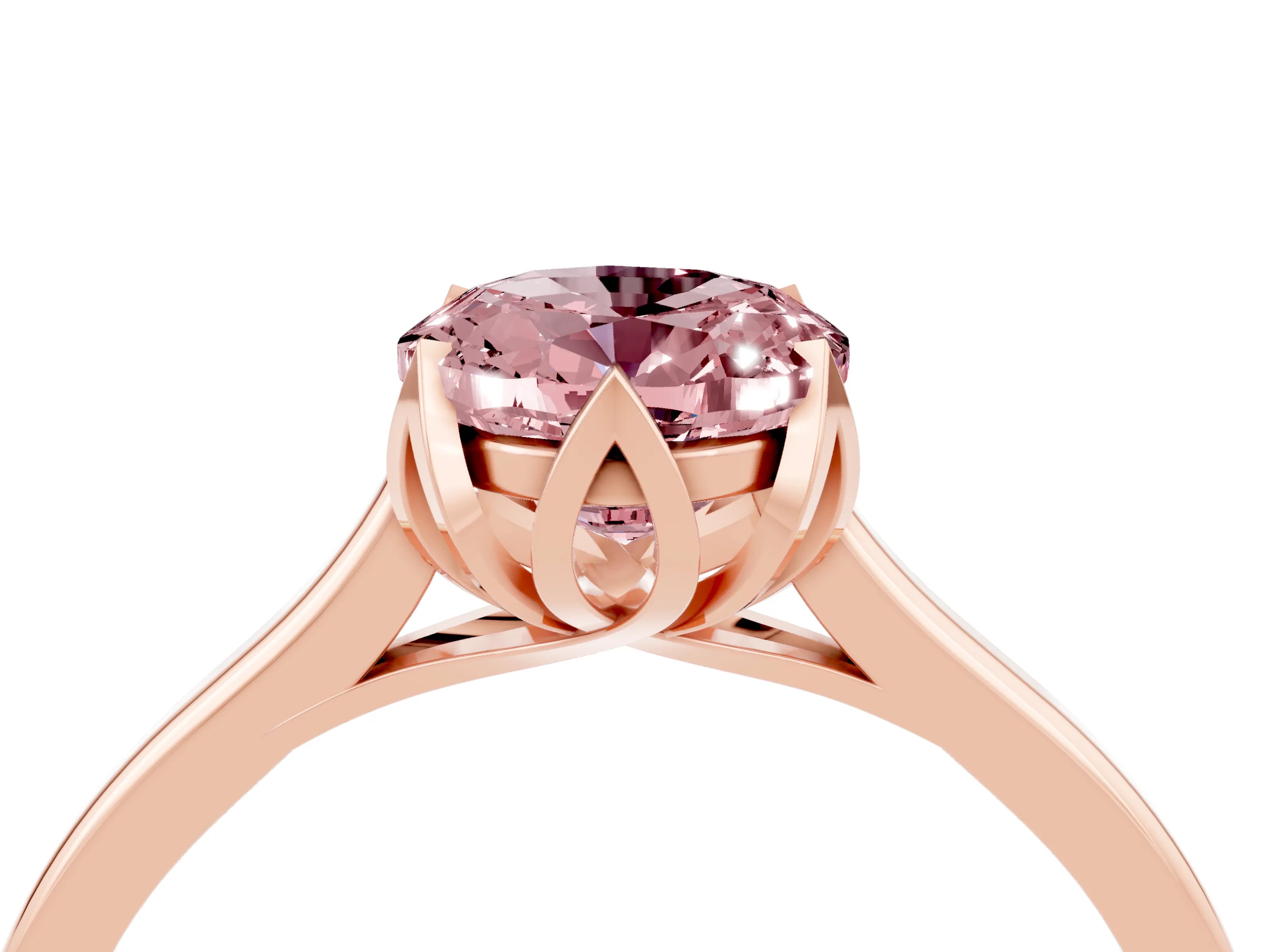 Rose gold Oval Cut Morganite Solitaire Ring with Flower Prong Setting and Classic Band_16