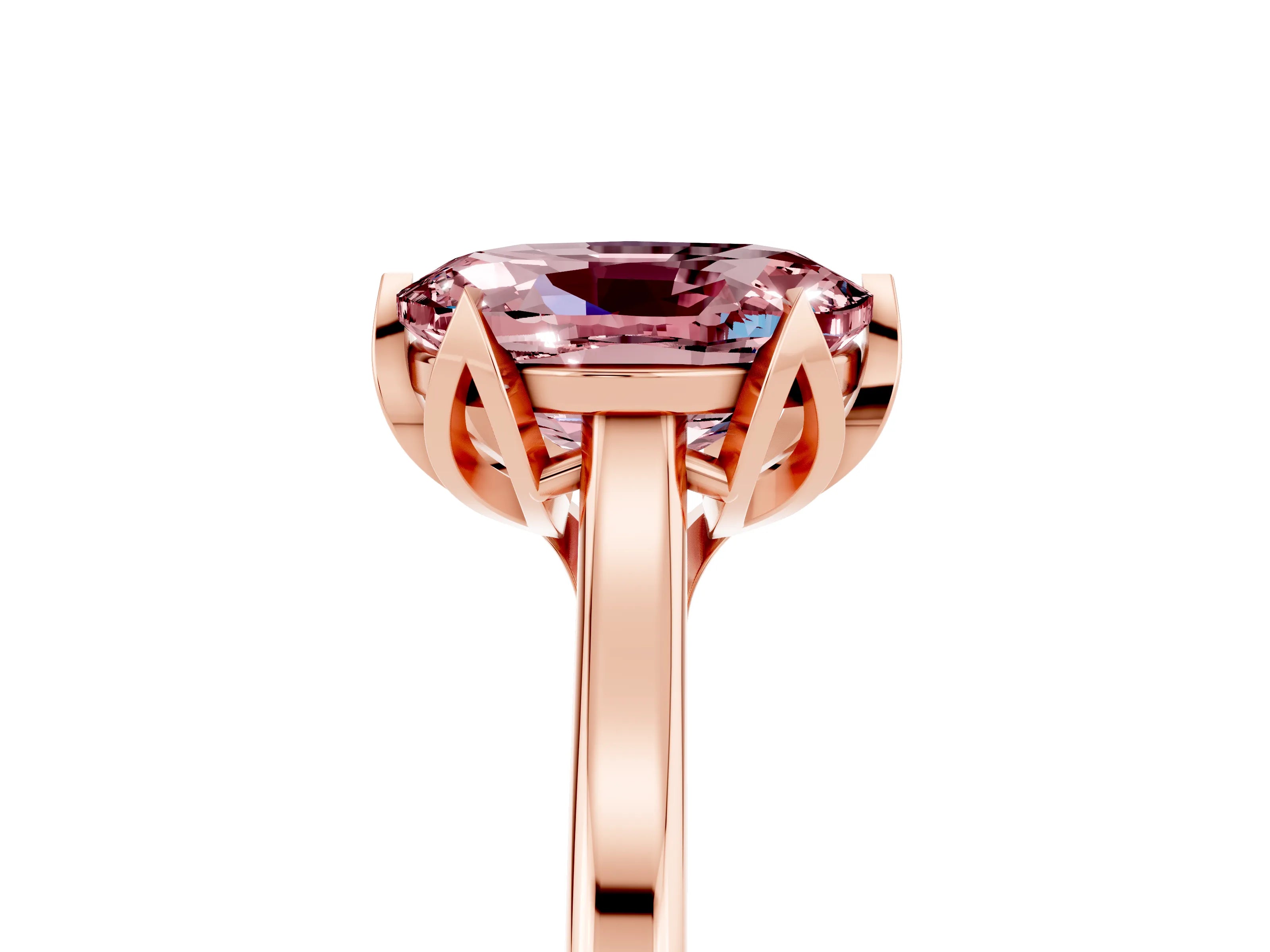 Rose gold Oval Cut Morganite Solitaire Ring with Flower Prong Setting and Classic Band_17