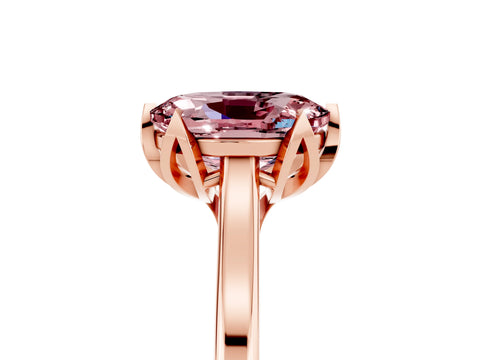 Rose gold Oval Cut Morganite Solitaire Ring with Flower Prong Setting and Classic Band_17