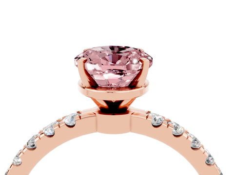 Rose gold Oval Cut Morganite Solitaire Ring with Pavé Accents and Four-Prong Setting_4
